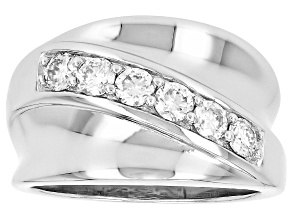 Moissanite Platineve Wide Band Ring 0.60ctw DEW.