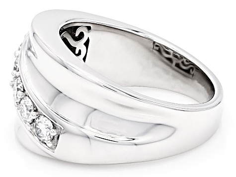 Moissanite Platineve Wide Band Ring 0.60ctw DEW.