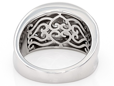 Moissanite Platineve Wide Band Ring 0.60ctw DEW.