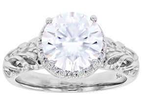 Moissanite Platineve Halo Ring 2.90ctw DEW.
