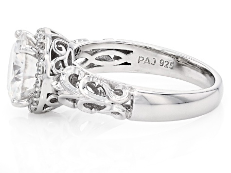 Moissanite Platineve Halo Ring 2.90ctw DEW.