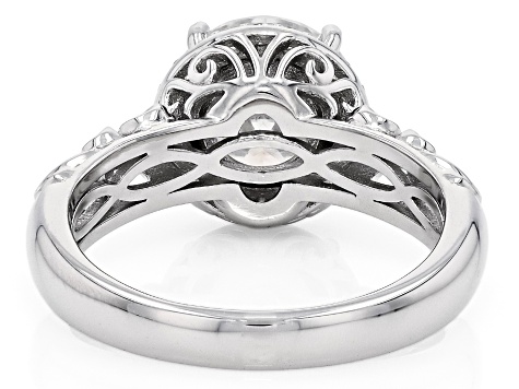 Moissanite Platineve Halo Ring 2.90ctw DEW.