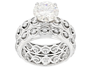 Moissanite Platineve Ring With Band 3.63ctw DEW.