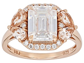 Moissanite And Morganite 14k Rose Gold Over Silver Ring 2.68ctw DEW