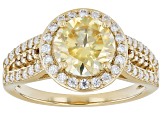 Yellow And Colorless Moissanite With Champagne Diamond 14k Yellow Gold Over Silver Ring 2.39ctw DEW