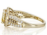 Yellow And Colorless Moissanite With Champagne Diamond 14k Yellow Gold Over Silver Ring 2.39ctw DEW