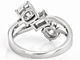Moissanite Platineve Three Stone Design Ring 2.48ctw DEW
