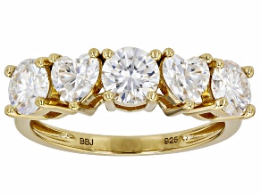 Moissanite 14k Yellow Gold Over Silver Band Ring 2.18ctw DEW.