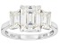 Moissanite Platineve Three Stone Ring 3.71ctw DEW.