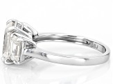 Moissanite Platineve Three Stone Ring 3.71ctw DEW.