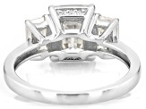Moissanite Platineve Three Stone Ring 3.71ctw DEW.