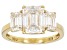Moissanite 14k Yellow Gold Over Silver Three Stone Ring 3.71ctw DEW.