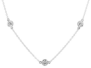Moissanite Platineve Station Necklace 4.00ctw DEW.