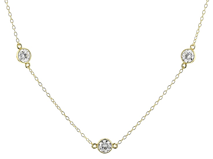 Moissanite 14k Yellow Gold Over Silver Station Necklace 6.00ctw DEW.