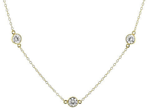 Moissanite 14k Yellow Gold Over Silver Station Necklace 6.00ctw DEW.