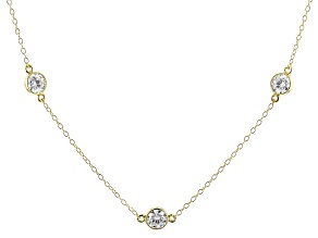 Moissanite 14k Yellow Gold Over Silver Station Necklace 6.00ctw DEW.