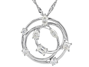 Moissanite Platineve Scattered Design Circle Pendant   1.08ctw DEW