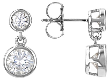 Certified Pear Shape White Lab-Grown Diamond F VS1 14k White Gold 3-Prong Stud Earrings 3.00ctw