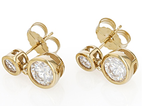 Moissanite 14k Yellow Gold Over Silver Earrings 2.46ctw DEW