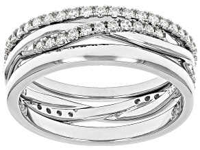 Moissanite Platineve Set Of Three Stackable Rings 0.57ctw DEW.
