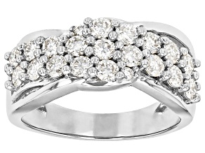 Moissanite Platineve Bypass Ring 1.18ctw DEW.