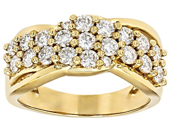 Picture of Moissanite 14k Yellow Gold Over Silver Bypass Ring 1.18ctw DEW.