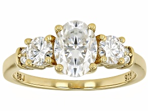 Moissanite 14k Yellow Gold Over Silver Ring 2.00ctw DEW.