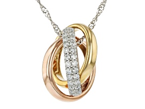 Moissanite Platineve With 14k Yellow And Rose Gold Over Silver Intertwine Circle Pendant 1.20ctw DEW