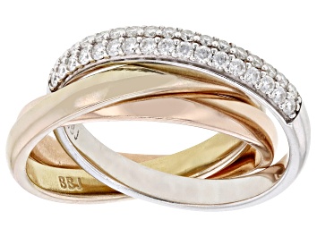 Picture of Moissanite Platineve With 14k Yellow And Rose Gold Over Silver Triple Intertwine Ring 0.68ctw DEW