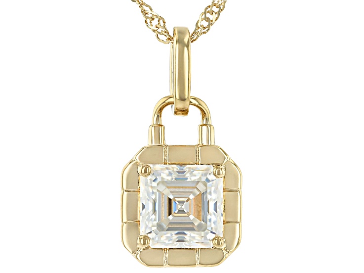 Moissanite 14k Yellow Gold Over Silver Solitaire Pendant 2.96ct DEW