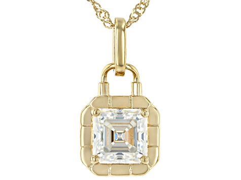 Moissanite 14k Yellow Gold Over Silver Solitaire Pendant 2.96ct DEW