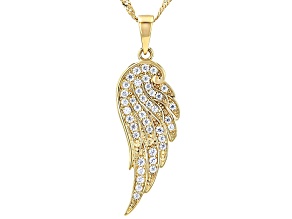 Moissanite 14k Yellow Gold Over Silver Angel Wing Pendant 0.58ctw DEW