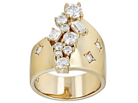 Moissanite 14k Yellow Gold Over Silver Ring 1.52ctw DEW.