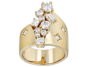 Picture of Moissanite 14k Yellow Gold Over Silver Ring 1.52ctw DEW.