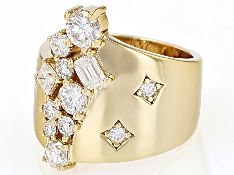 Moissanite 14k Yellow Gold Over Silver Ring 1.52ctw DEW.