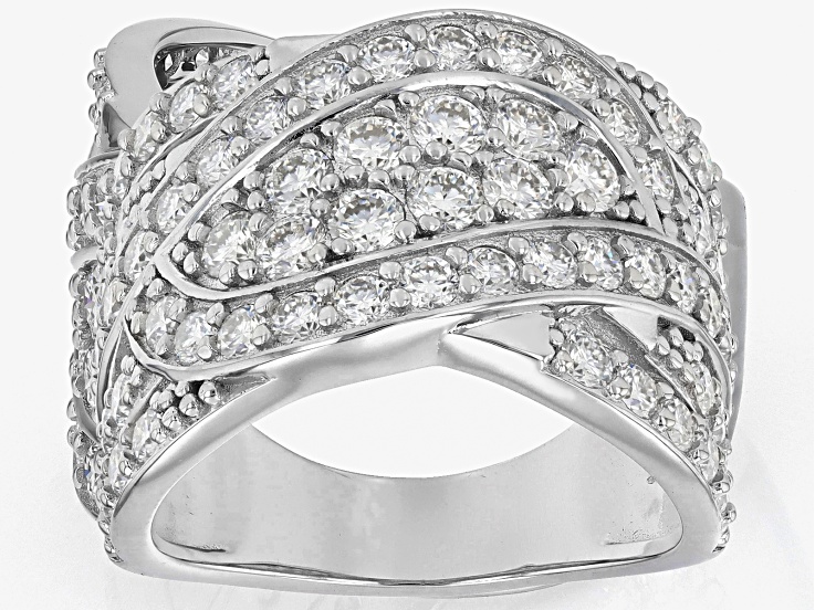 Moissanite Platineve Bypass Ring 2.58ctw DEW.