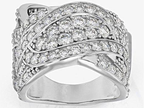 Moissanite Platineve Bypass Ring 2.58ctw DEW.
