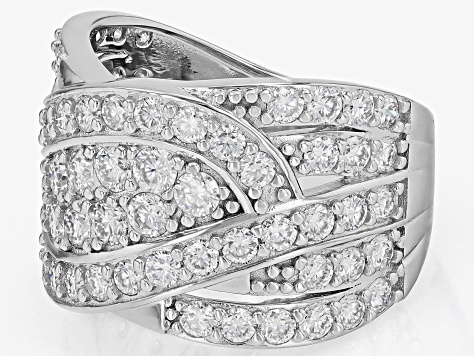 Moissanite Platineve Bypass Ring 2.58ctw DEW.