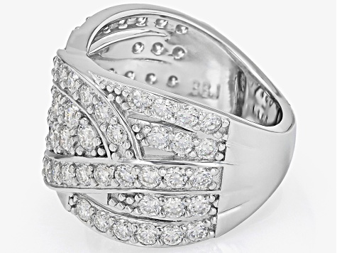 Moissanite Platineve Bypass Ring 2.58ctw DEW.