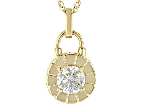 Moissanite 14k Yellow Gold Over Silver Solitaire Pendant 1.90ct DEW