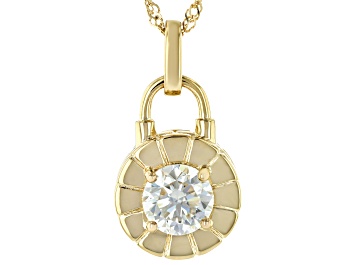 Picture of Moissanite 14k Yellow Gold Over Silver Solitaire Pendant 1.90ct DEW