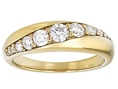Moissanite 14k Yellow Gold Over Silver Band Ring 0.60ctw DEW.