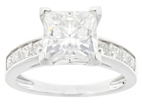 Moissanite Platineve Engagement Ring 3.90ctw DEW.