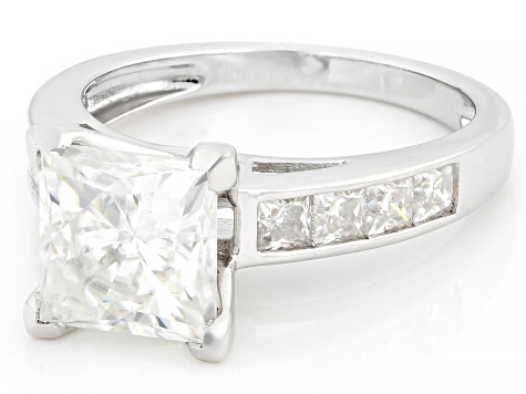 Moissanite Platineve Engagement Ring 3.90ctw DEW.