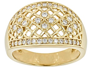 Moissanite 14k Yellow Gold Over Silver Crossover  Ring 0.54ctw DEW.