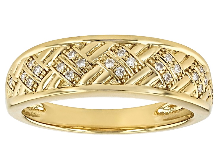 Moissanite 14k Yellow Gold Over Silver Band Ring 0.22ctw DEW.