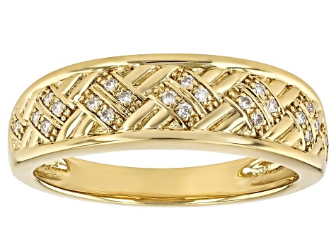 Moissanite 14k Yellow Gold Over Silver Band Ring 0.22ctw DEW.