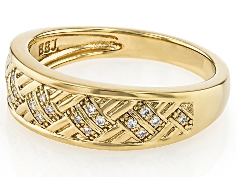 Moissanite 14k Yellow Gold Over Silver Band Ring 0.22ctw DEW.