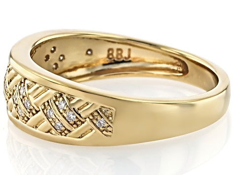 Moissanite 14k Yellow Gold Over Silver Band Ring 0.22ctw DEW.