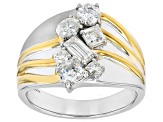 Moissanite Platineve And 14k Yellow Gold Over Platineve Ring 1.27ctw DEW.